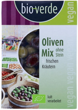 Gemischte Oliven ohne Steine gekräutert