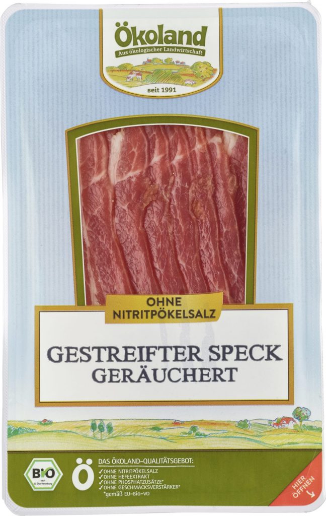 gestreifter Speck geschnitten