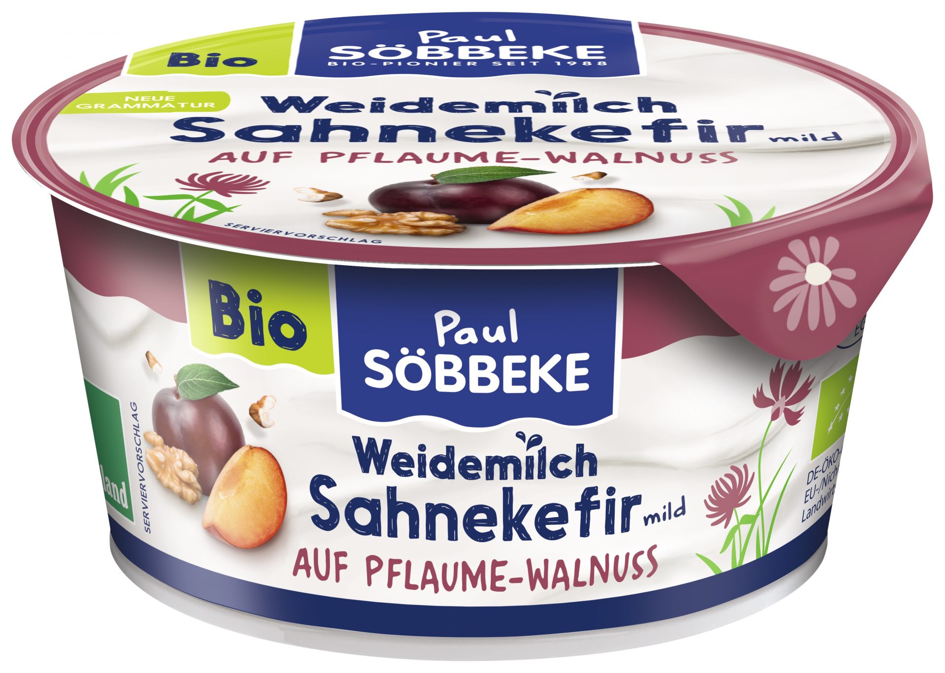 Sahne Kefir auf Pflaume Walnuss Weidemilch