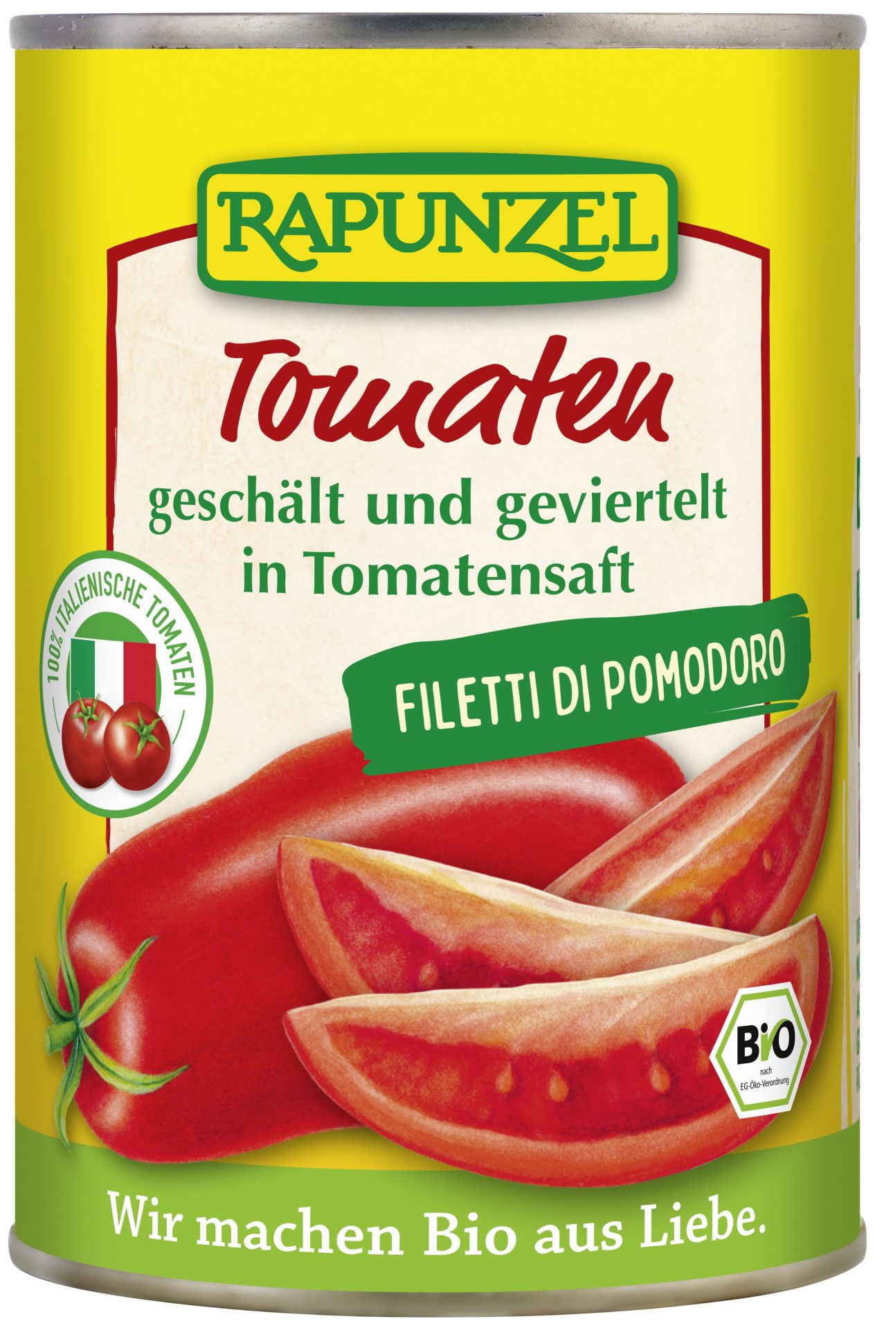 Tomate geschält geviertelt in Tomatensaft