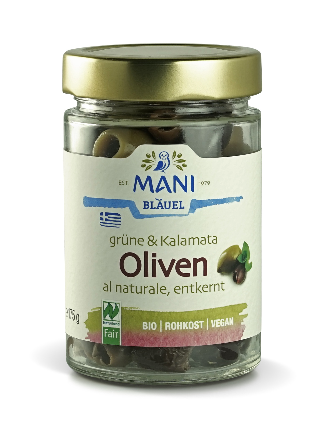 Grüne & Kalamata Oliven al naturale, entkernt