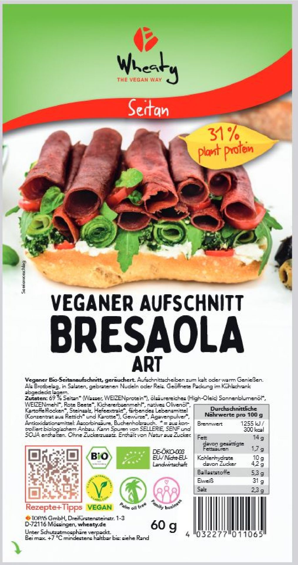 Veganer Aufschnitt Bresaola Art