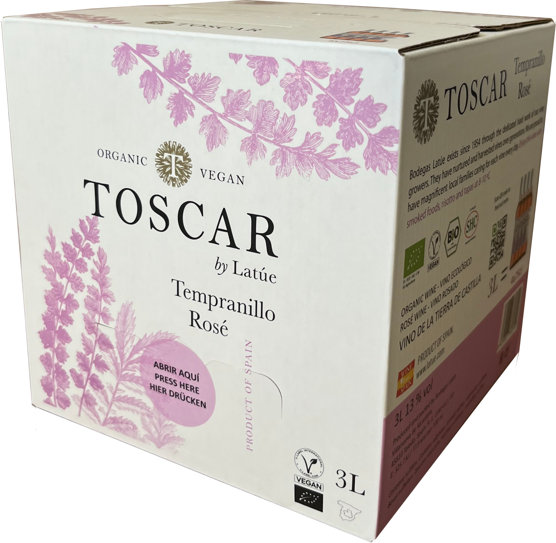 Toscar Tempranillo rosè Bag in Box