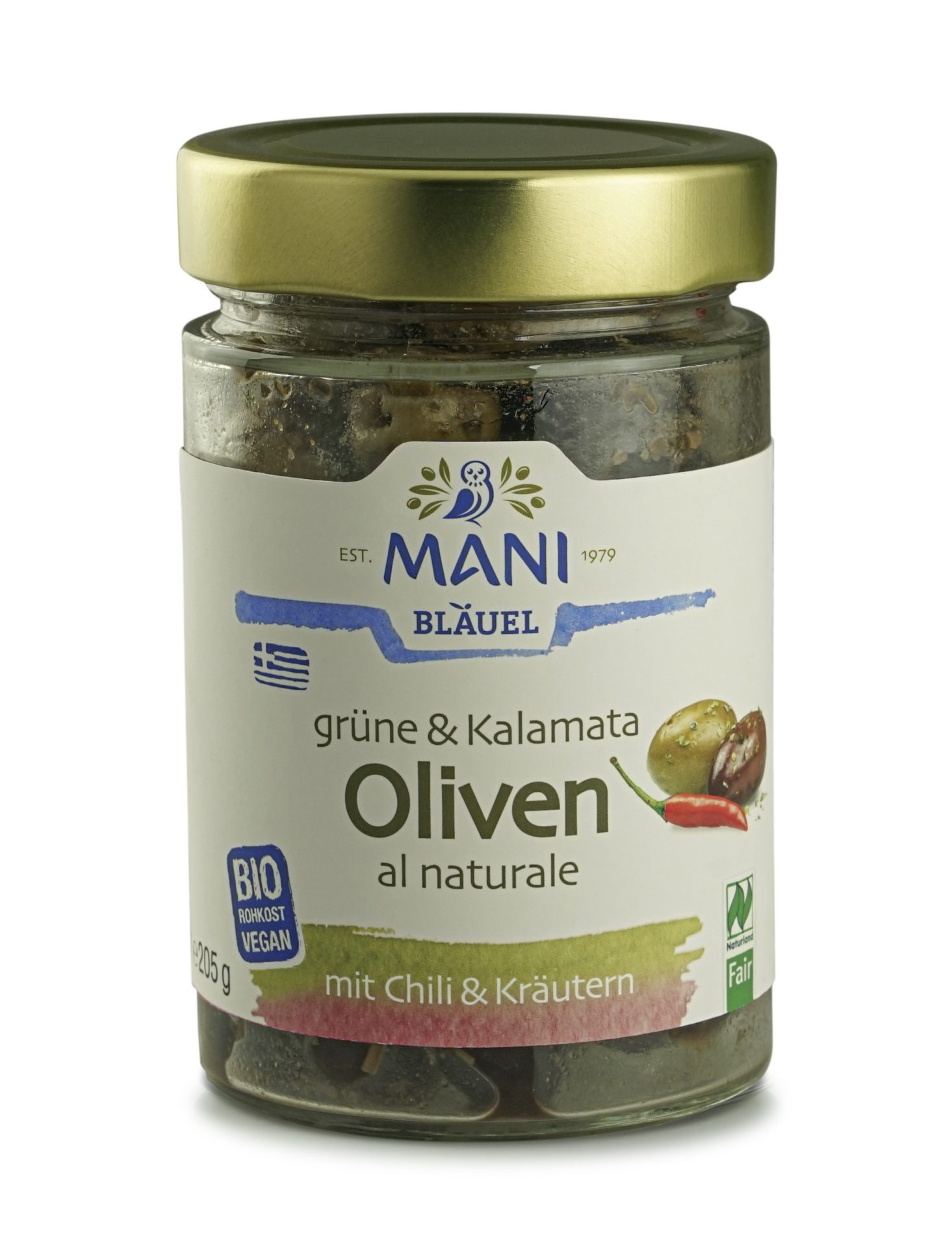 Grüne & Kalamata Oliven mit Chili & Kräuter