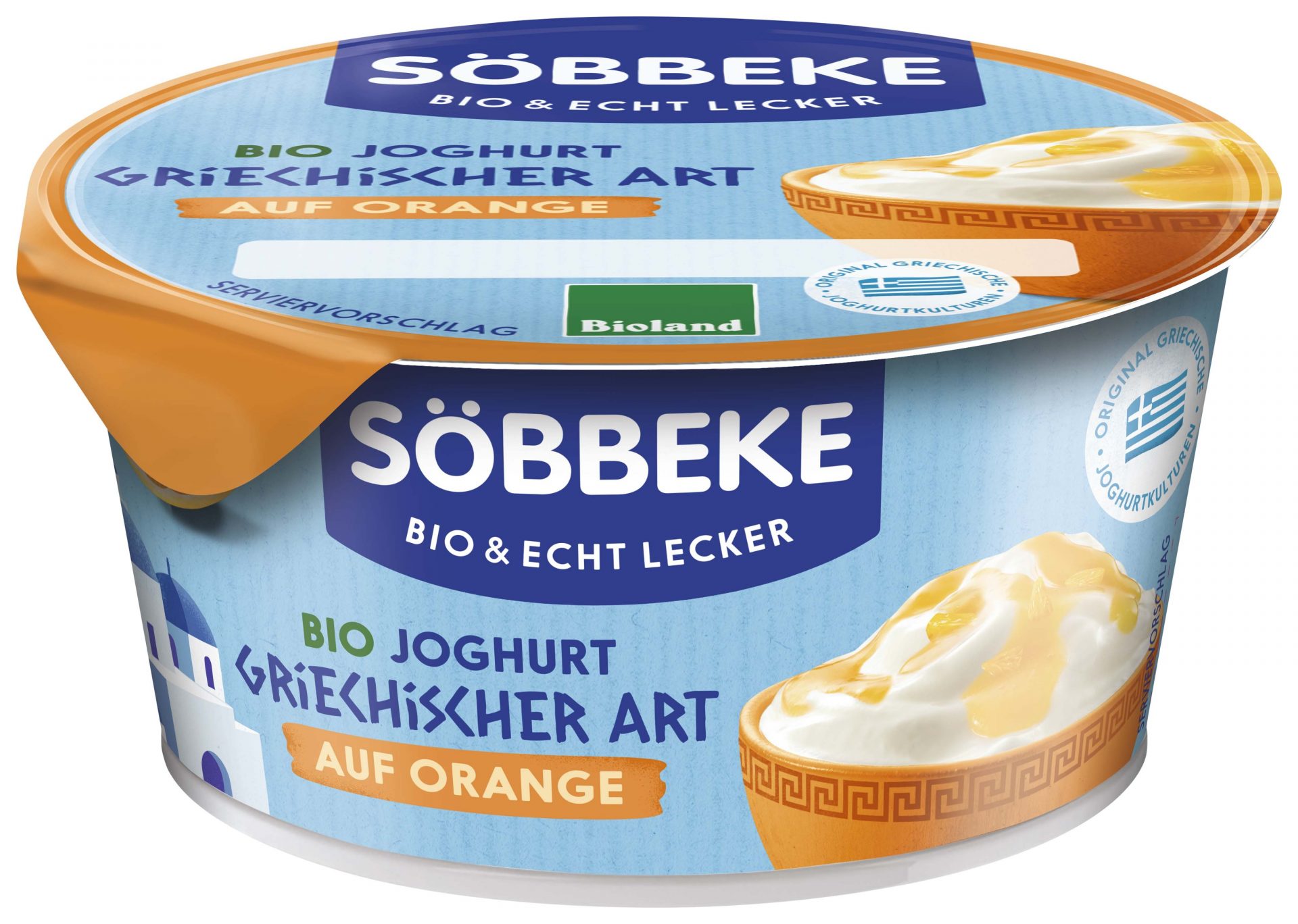 Joghurt griechischer Art auf Orange