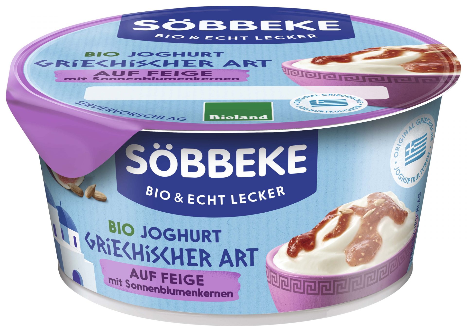 Joghurt griechischer Art auf Feige-Sonnenblumenk.